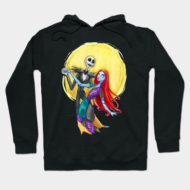 Jack and Sally Watercolor Hoodie by Wingedwarrior